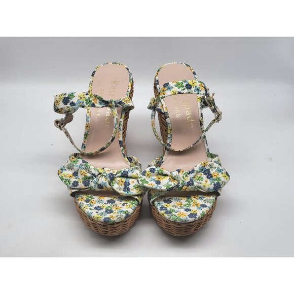 Kate Spade NY Floral Espadrille Wedge Sandals Womens 10B Summer Patio Shoes NWOB - Picture 2 of 10